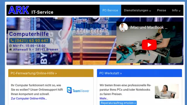 Website von ARK IT-Service