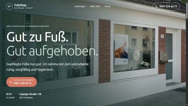 Neue Website von Fußpflege Ewa Pawlak in Bremen-Findorff